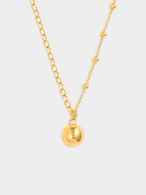 Yellow Gold Half Ball Chain Sphere Necklet