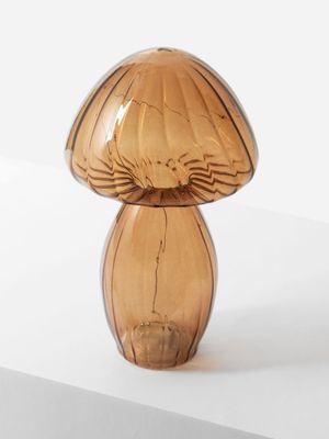 Amber Glass Mushroom LED Statue  12.5cm