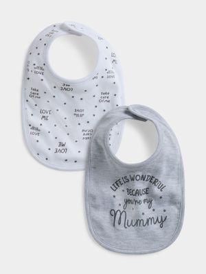 Jet Baby Grey Melange 2 Pack Love Mummy Bibs