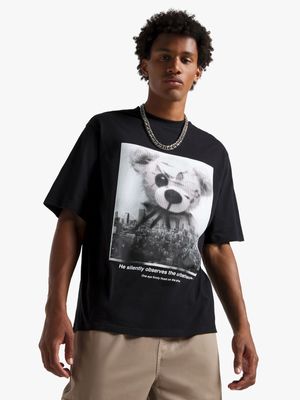 Men's Black City Teddy Graphic Top