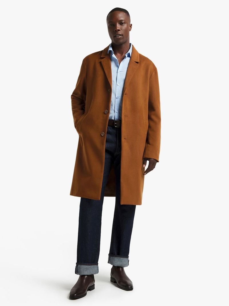 Men s Brown Melton Coat Bash