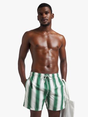 Men's Markham Stripe Print Green/White Swimshort