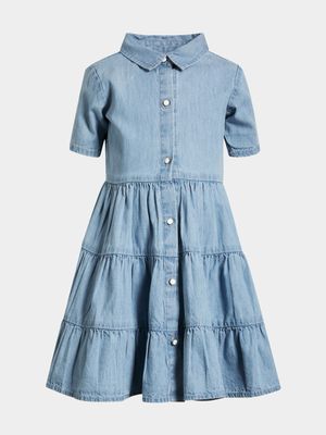 Younger Girls Denim Tiered Shirt Dress