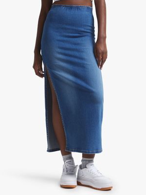 Women's Dark Wash Tube Denim Skirt