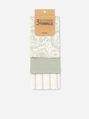 Block PrintKitchen Towels Grey 3pack