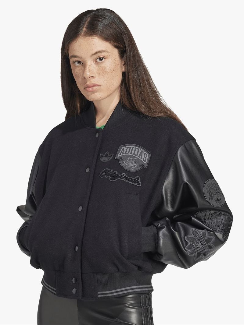 adidas Originals Women's Black Oversized Collegiate Jacket adidas Originals Women's Black Oversized Collegiate Jacket