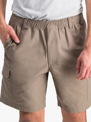 Men's Jeep Beige Elasticated Waistband Bark Cargo Shorts