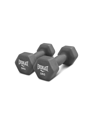 Everlast 2 x 5kg (10kg) Vinyl Grey Dumbbell Set - weights