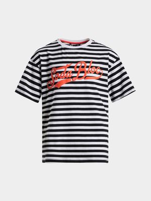 Older Boys Striped Slogan T-Shirt