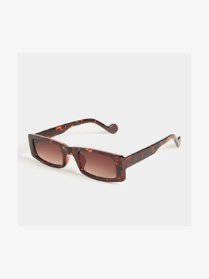 Men's Brown Slim Square Sunglasses