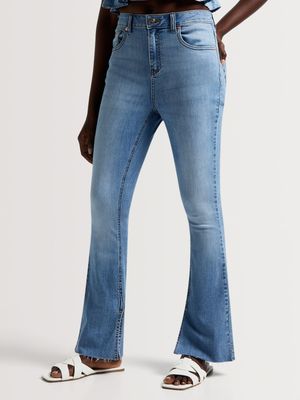 News Denim Split Hem Flare Leg Jeans