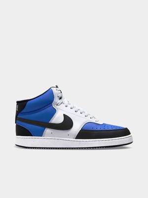 Mens Nike Court Vision Next Nature White/Black/Royal Blue Mid Sneakers