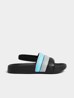 Jet Younger Boys Black/Blue Pool Slides