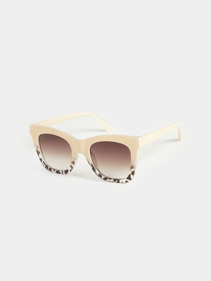 Women's Nude Animal Print Ombre Catseye Sunglasses