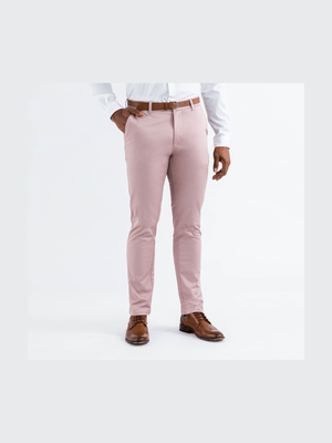 MKM LIGHT PINK BELTED SLIM LEG CHINO