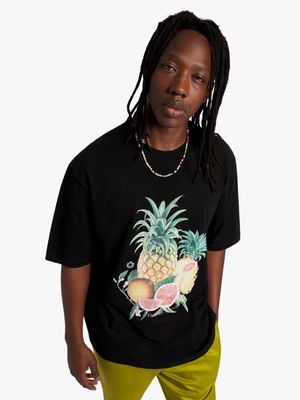 Men's Black Mixed Fruit Graphic Top