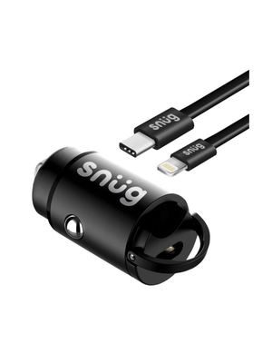 Snug Mini PD Port Car Charger With Lightning Cable - 30W