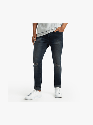 RJ Blue/Black SUPER SKINNY RIP AND REPAIR Jeans