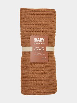 Cotton On Baby Brown Organic Knit Blanket