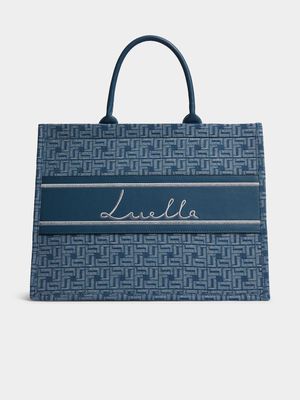 Luella Large Denim Monogram Tote Bag