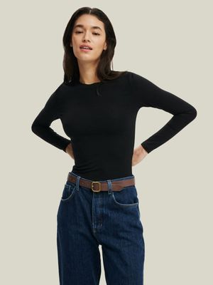 Women's Cotton On Black All Day Crew Long Sleeve Top