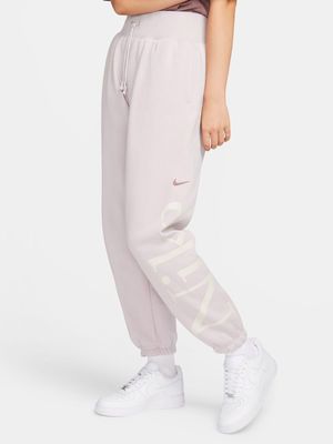 Womens Nike Sportswear Phoenix Fleece Oversized Pink Sweatpants