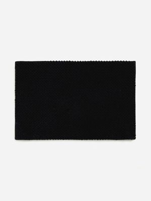 Jet Home Home Black Chenille Memory Foam Bath Mat