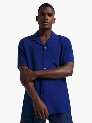 Men's Markham Plain Viscose Cobalt Blue Shirt