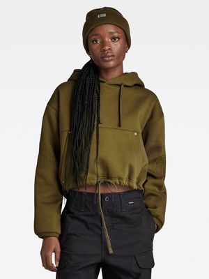 G-Star Women's Cropped Loose Green Hoodie