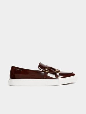 Fabiani Men's Cognac Monk Strap Slip On Shoes