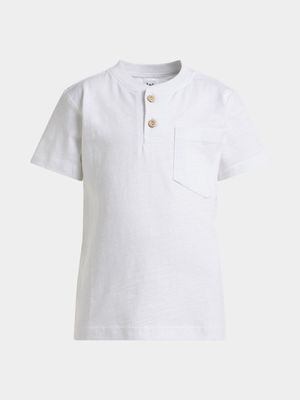 Jet Younger Boys White Slub Henley T-Shirt