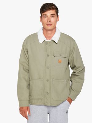 Men's Hurley Green Bixby Canvas Sherpa Lined Jacket