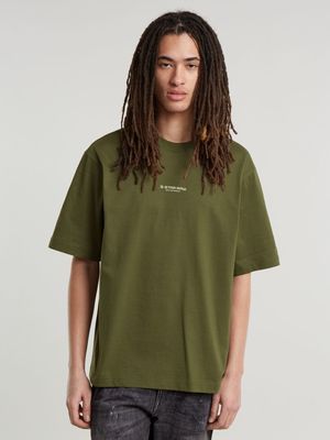 G-Star Men's Boxy Olive Green Cotton T-Shirt