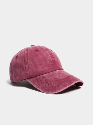 Women's Burgundy Denim Peak Cap