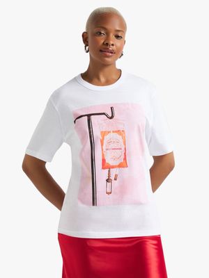 Women's White 'Dopamine Drip' Graphic Top