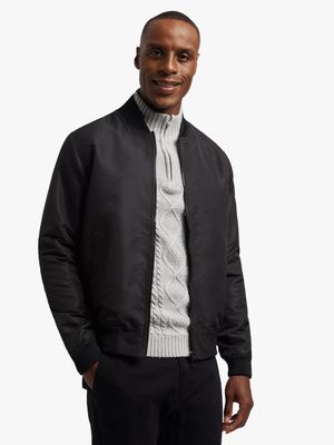 Men's Black Lined Bomber Jacket