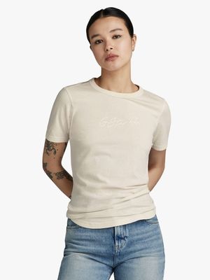 G-Star Women's Autograph Slim Cream T-Shirt