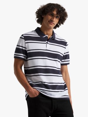 Men's Navy & White Striped Golfer