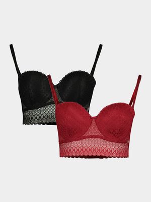 2 Pack Lace Balconette Bra