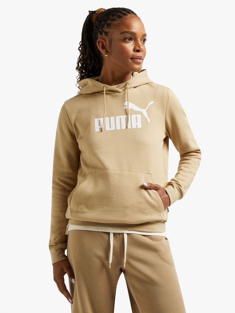 Womens Puma Essenrial Logo Camel Hoodie Bash