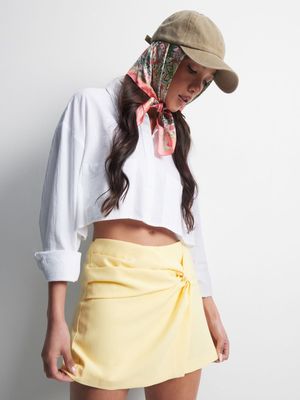 Women's Yellow Skort With Twisted Knot