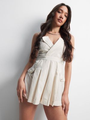 Women's White Bandeau Short Dress