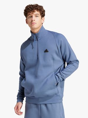 Mens adidas Z.N.E 1/2 Zip Blue Track Top