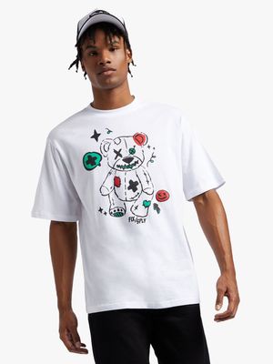 Men's White Doodle Teddy Graphic Top