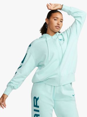 Womens Nike Sportswear Air Fleece Oversized Teal Hoodie