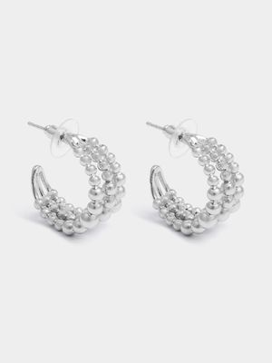 Triple Row Bead Hoop Earrings