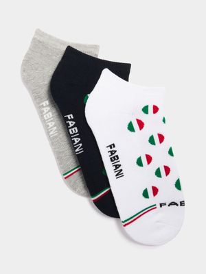 Fabiani Men's 3-Pack Multicolour Tri Spot Sneaker Socks