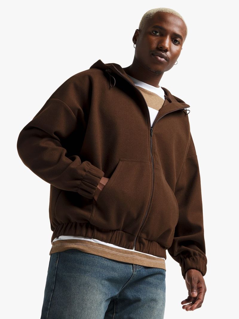 Men's Brown Melton Hoodie - Bash.com
