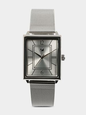 Men's Markham Classic Rectangle Mesh Metal Silver Watch