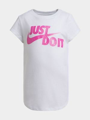 Girls Nike Toddler JDI Swoosh Split White Tee